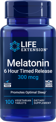 Melatonina 6 Hour Timed Release, 300 mcg, 100 Comprimidos Vegetarianos