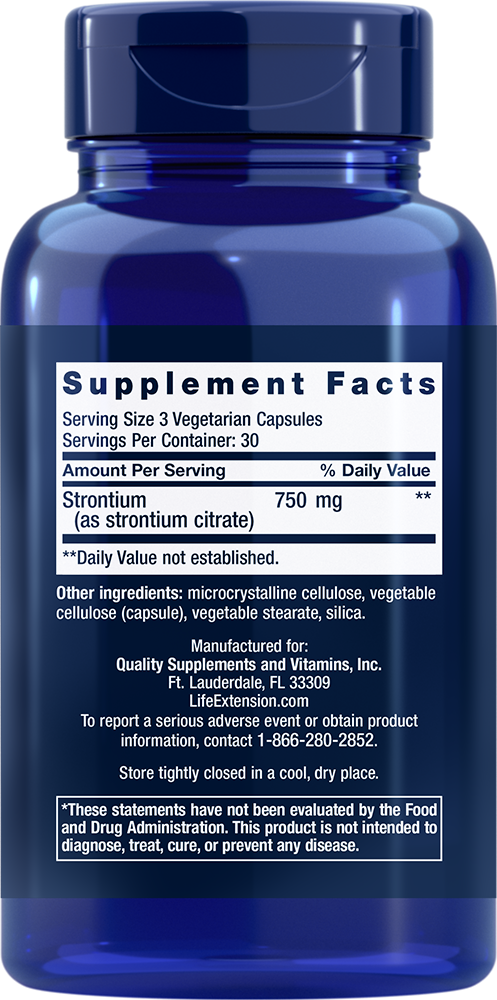 Strontium Caps, 750 mg, 90 cápsulas vegetarianas - lifeproductsbr