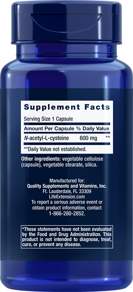 N-Acetyl-L-Cysteine, 600 mg, 60 cápsulas - lifeproductsbr