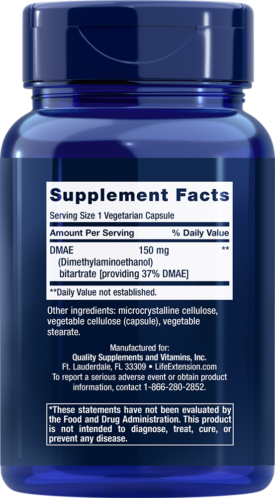 DMAE Bitartrate, 150 mg, 200 Cápsulas Vegetarianas - lifeproductsbr