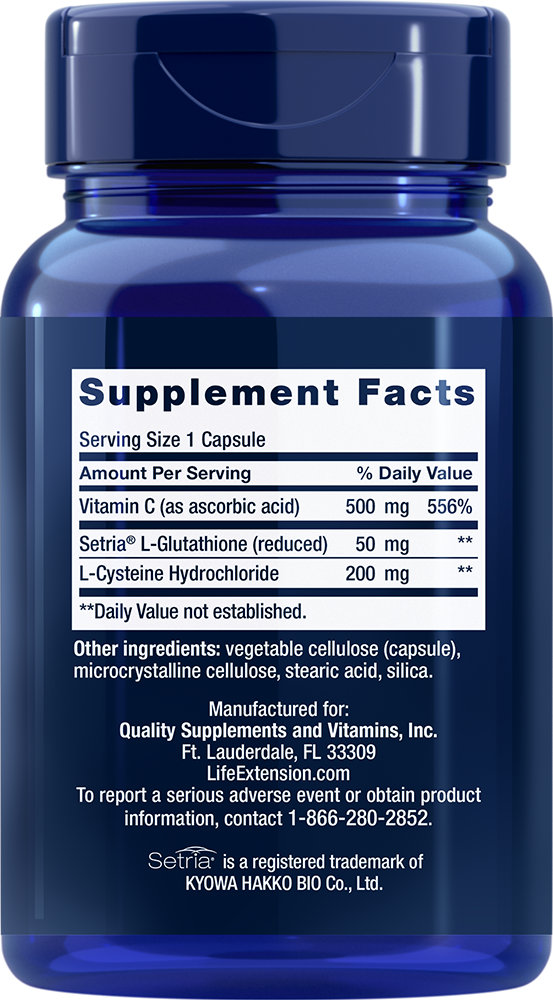 Glutathione, Cysteine & C, 100 Cápsulas - lifeproductsbr