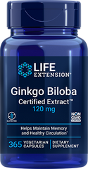 Ginkgo Biloba Certified Extract™, 120 mg, 365 Cápsulas Vegetarianas - lifeproductsbr