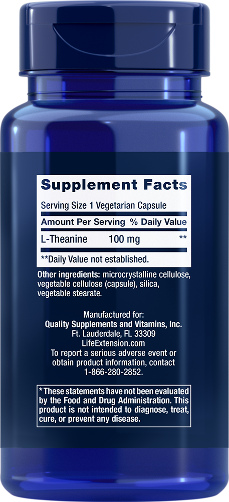 L-Theanine, 100 mg, 60 Cápsulas Vegetarianas - lifeproductsbr