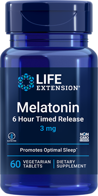 Melatonina 6 Hour Timed Release, 3 mg, 60 Comprimidos Vegetarianos