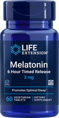 Melatonina 6 Hour Timed Release, 3 mg, 60 Comprimidos Vegetarianos