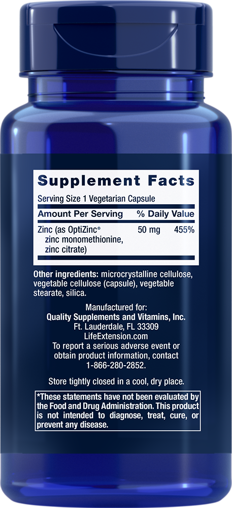 Zinco Caps, 50 mg, 90 Cápsulas Vegetarianas - Life Products Br