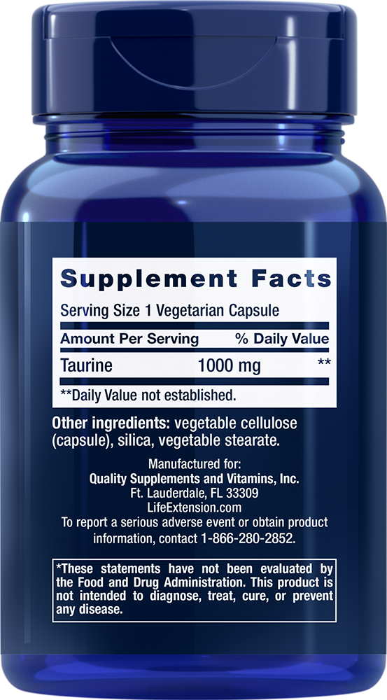 Taurine, 1000 mg, 90 Cápsulas Vegetarianas - Life Products Br