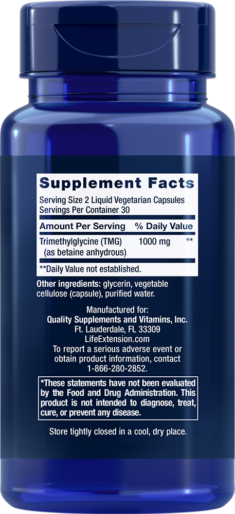 TMG, 500 mg, 60 liquid Cápsulas Vegetarianas - Life Products Br