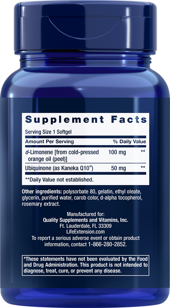 Super-Absorbable CoQ10 (Ubiquinone) with d-Limonene, 50 mg, 60 Softgels - lifeproductsbr