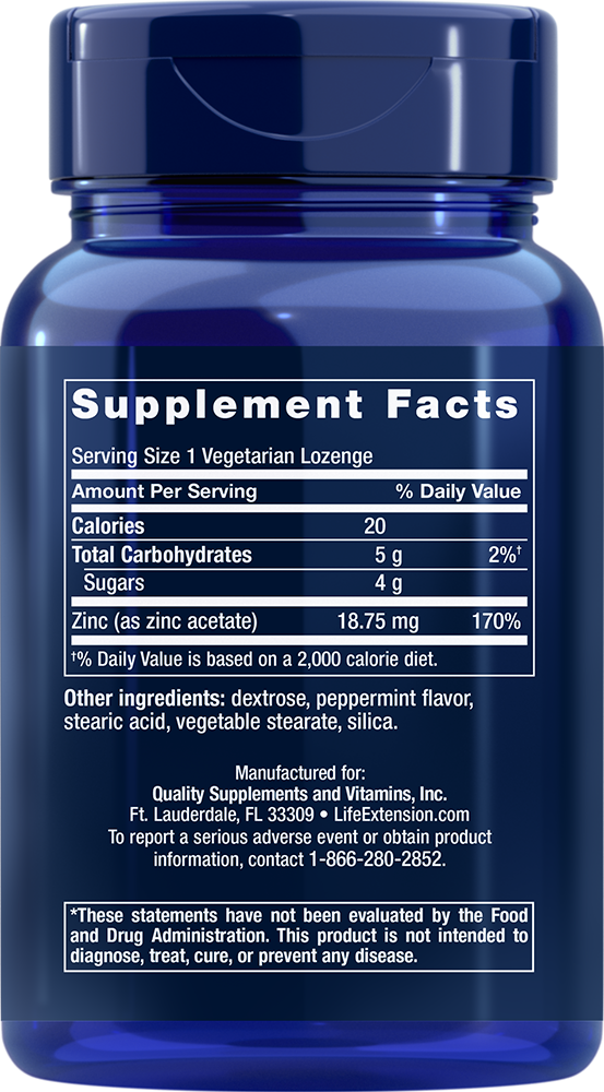 Enhanced Zinc Lozenges (Hortelã), 30 Lozenges Vegetarianos - lifeproductsbr