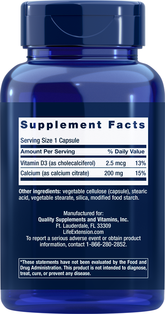 Calcium Citrate with Vitamin D, 200 Cápsulas - lifeproductsbr