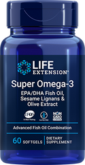 Super Omega-3 EPA/DHA Fish Oil, Sesame Lignans & Olive Extract, 60 Softgels - Life Products Br