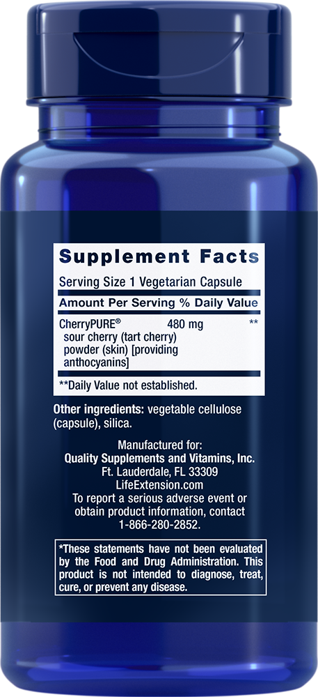Tart Cherry with CherryPURE®, 60 Cápsulas Vegetarianas - Life Products Br