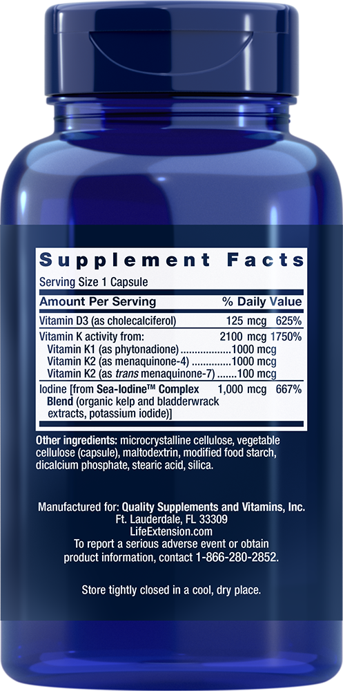 Vitamins D and K with Sea-Iodine™, 60 Cápsulas - Life Products Br