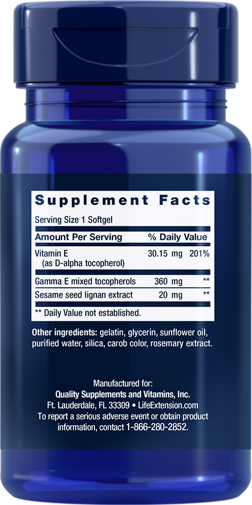 Gamma E Mixed Tocopherols, 60 Softgels - lifeproductsbr