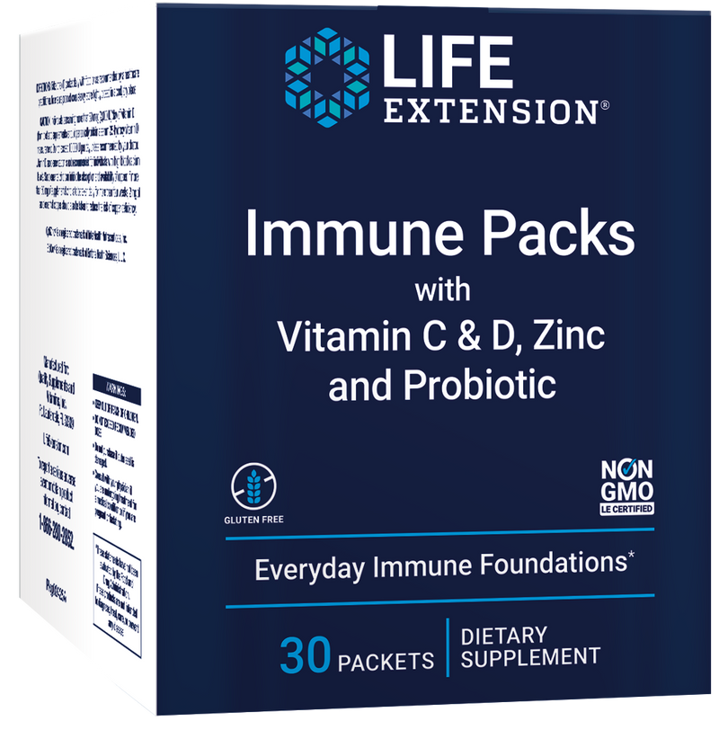 Immune Packs Com Vitaminas C & D, Zinco e Probióticos, 30 Saches